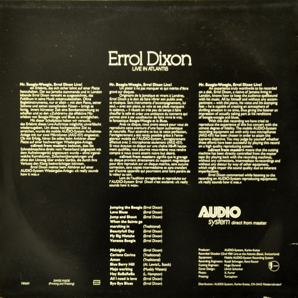 Errol Dixon - Live In Atlantis | Audio System (780601) - 2