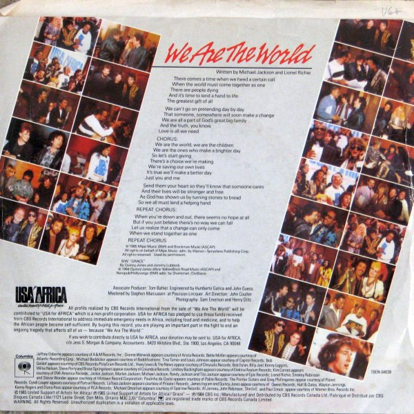 USA For Africa - We Are The World | Columbia (7BEN 04839) - 2