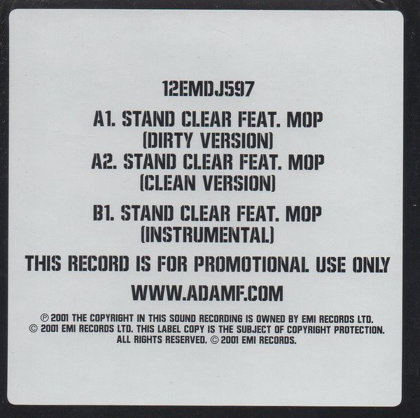 Adam F - Stand Clear | EMI (12EMDJ597) - 2