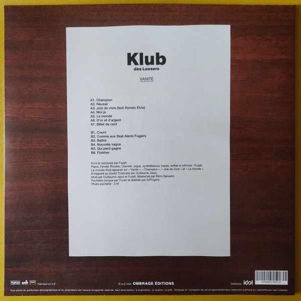 Klub des Loosers - Vanité | Ombrage Éditions (OMBR-02 LP) - 2