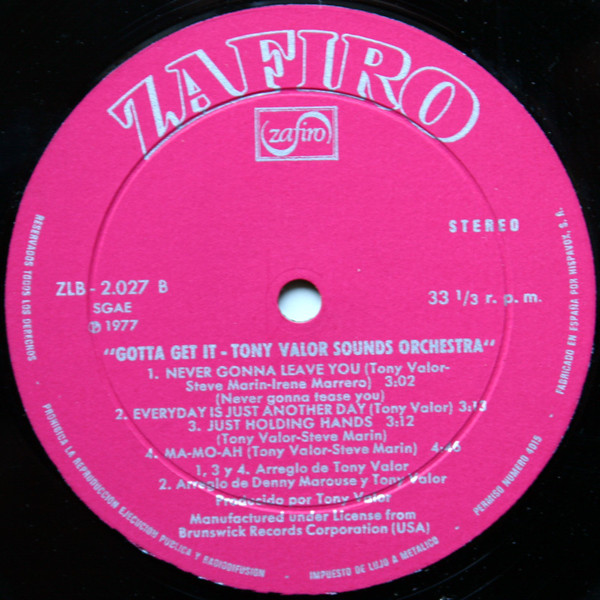 Tony Valor Sounds Orchestra - Gotta Get It | Zafiro (ZLB 2.027) - 4 Tony Valor Sounds Orchestra - Gotta Get It | Zafiro (ZLB 2.027) - 4