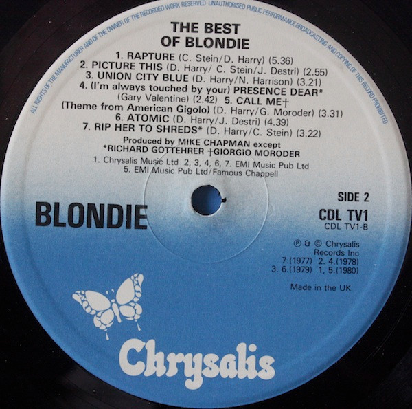 Blondie - The Best Of Blondie | Chrysalis (CDL TV1) - 4