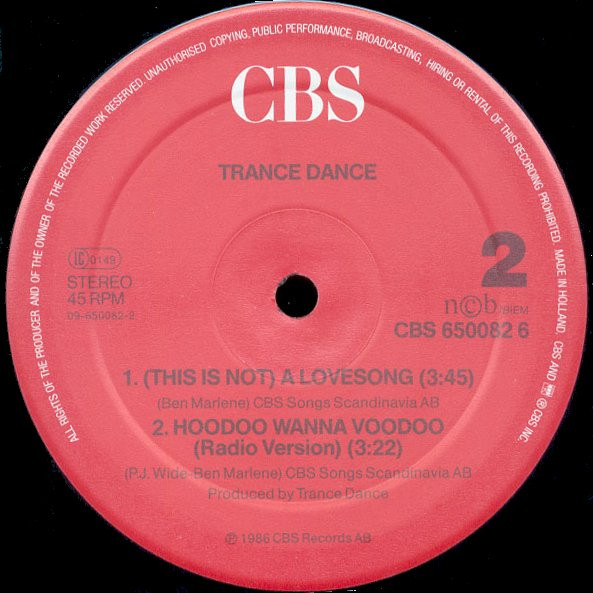 Trance Dance - Hoodoo Wanna Voodoo | CBS (CBS 650082 6) - 7