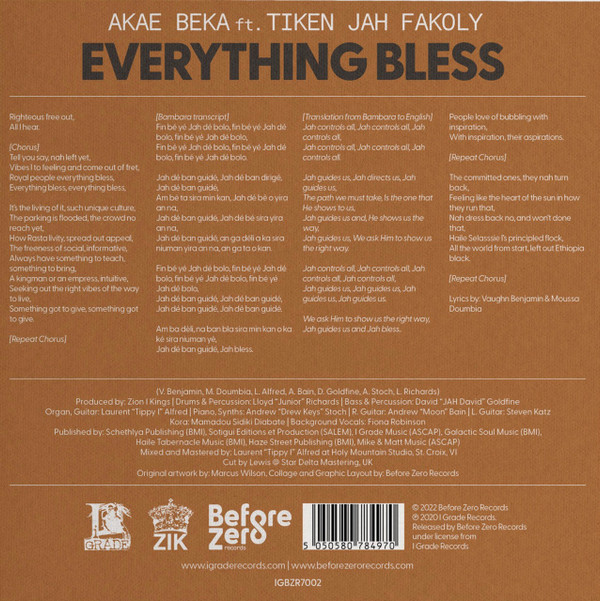 Akae Beka , Tiken Jah Fakoly - Everything Bless | Before Zero Records (IGBZR7002) Akae Beka , Tiken Jah Fakoly - Everything Bless | Before Zero Records (IGBZR7002)