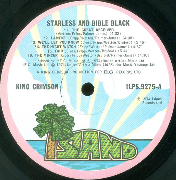 King Crimson - Starless And Bible Black | Island Records (ILPS 9275) - 3