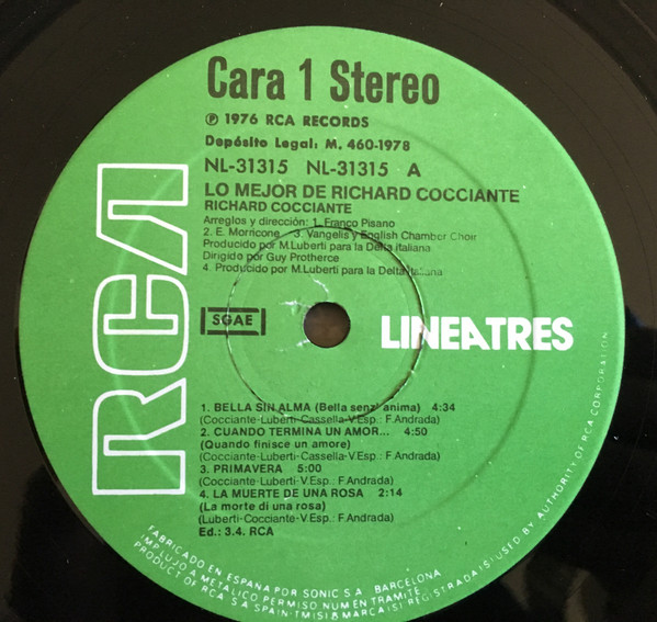 Riccardo Cocciante - Lo Mejor De Richard Cocciante | RCA (NL-31315) - 4 Riccardo Cocciante - Lo Mejor De Richard Cocciante | RCA (NL-31315) - 4