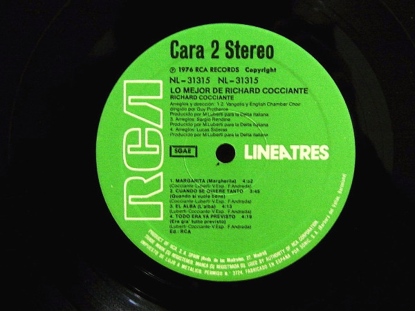 Riccardo Cocciante - Lo Mejor De Richard Cocciante | RCA (NL-31315) - 2 Riccardo Cocciante - Lo Mejor De Richard Cocciante | RCA (NL-31315) - 2