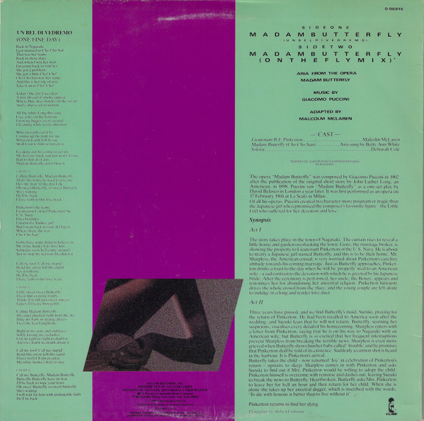 Malcolm McLaren - Madam Butterfly | Island Records (0-96915) - 2
