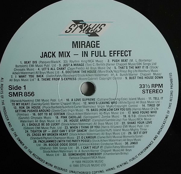 Mirage - Jack Mix (In Full Effect) | Stylus Music (SMR 856) - 3
