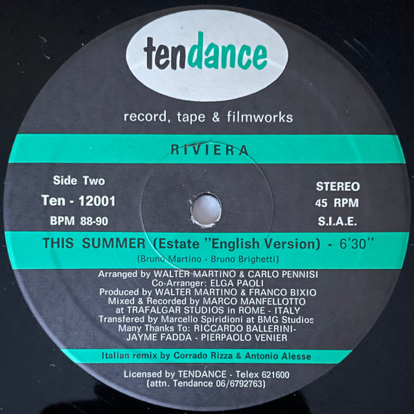 Riviera - Estate (...Odio L'Estate) | Tendance (Ten - 12001) - 4