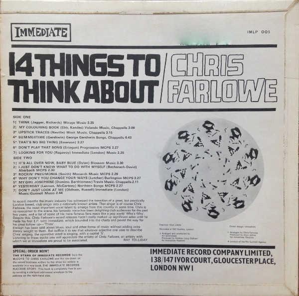 Chris Farlowe - 14 Things To Think About | Immediate (IMLP 005) - 2