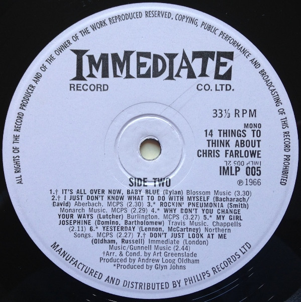 Chris Farlowe - 14 Things To Think About | Immediate (IMLP 005) - 4