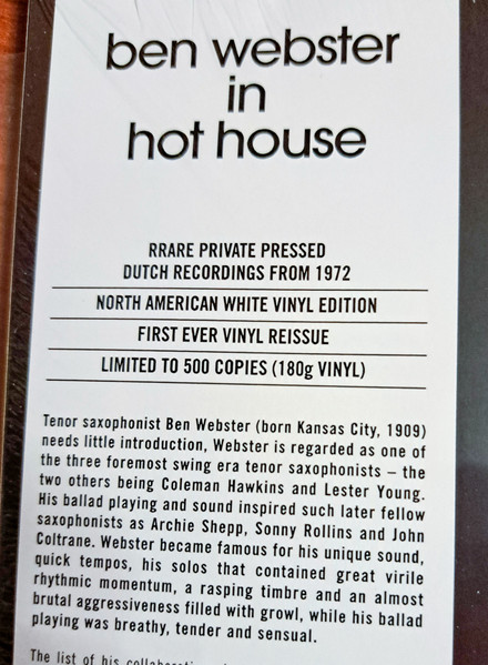 Ben Webster - In Hot House | Tidal Waves Music (TWM98) - 3