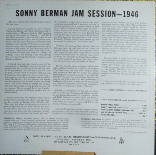 Sonny Berman - Jazz Immortal 1946 | Esoteric (ES-532) - 2