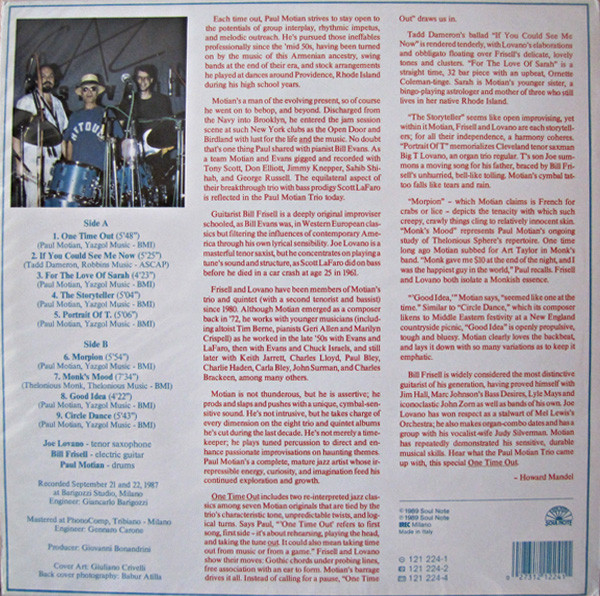 Paul Motian Trio - One Time Out | Soul Note (121 224-1) - 4