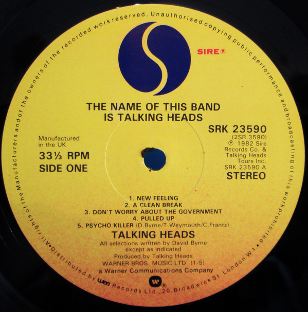 Talking Heads - The Name Of This Band Is Talking Heads | Sire (SRK 23590)