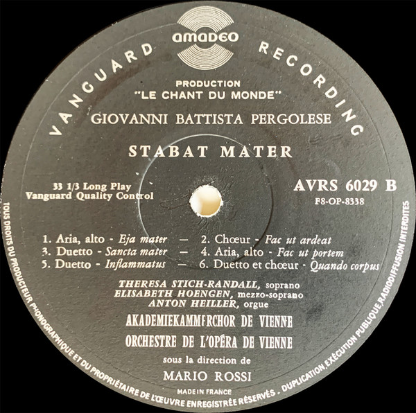 Giovanni Battista Pergolesi - Stabat Mater | Le Chant Du Monde (AVRS 6029) - 4