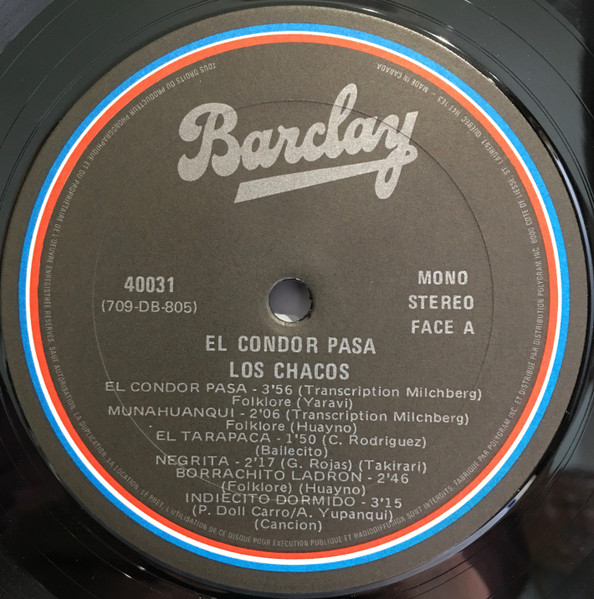 Los Chacos - El Condor Pasa [Vinyl] | Barclay (40031) - 3
