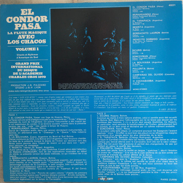 Los Chacos - El Condor Pasa [Vinyl] | Barclay (40031) - 2
