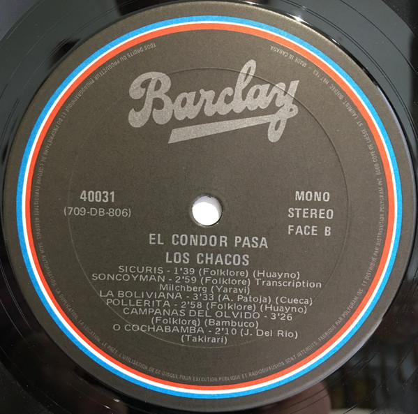 Los Chacos - El Condor Pasa [Vinyl] | Barclay (40031) - 4