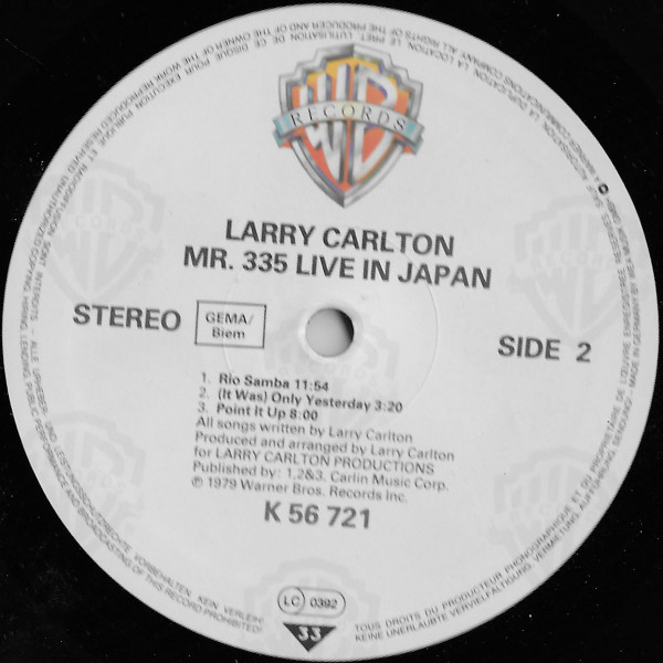 Larry Carlton - Mr. 335 - Live In Japan | Warner Bros. Records (WB 56 721) - 4
