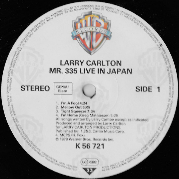 Larry Carlton - Mr. 335 - Live In Japan | Warner Bros. Records (WB 56 721) - 3