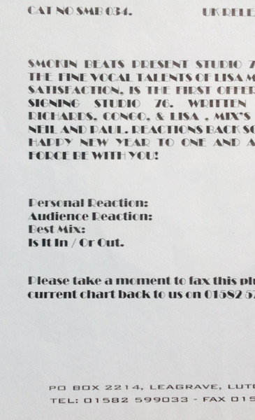 Studio 76 - Satisfaction | Smokin Beats (SMB 34) - 3