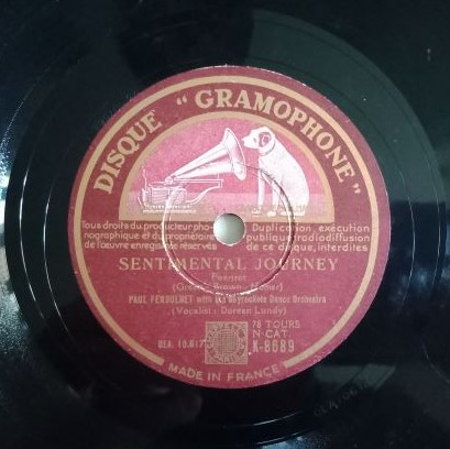 Eric Winstone And His Band / Paul Fenoulhet With The Skyrockets Dance Orchestra - Laura / Sentimental Journey | Disque "Gramophone" (K-8689) - 2