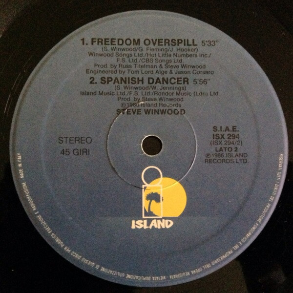 Steve Winwood - Freedom Overspill | Island Records (ISX 294) - 3