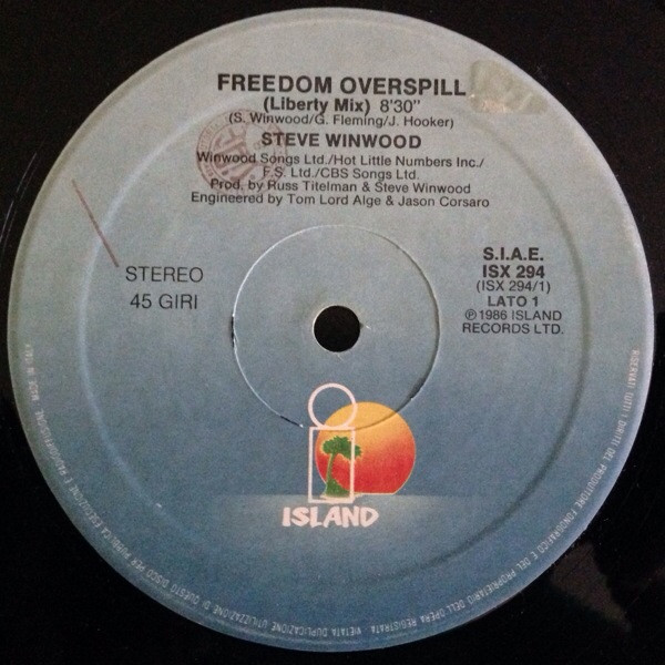 Steve Winwood - Freedom Overspill | Island Records (ISX 294) - 2