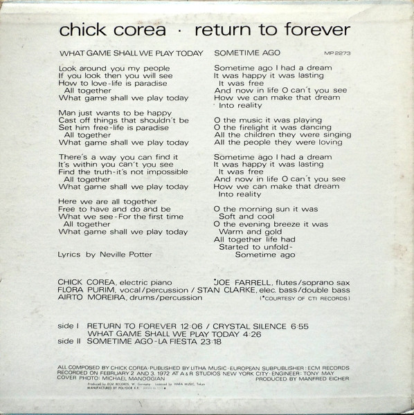 Chick Corea - Return To Forever | Polydor (MP 2273) - 2