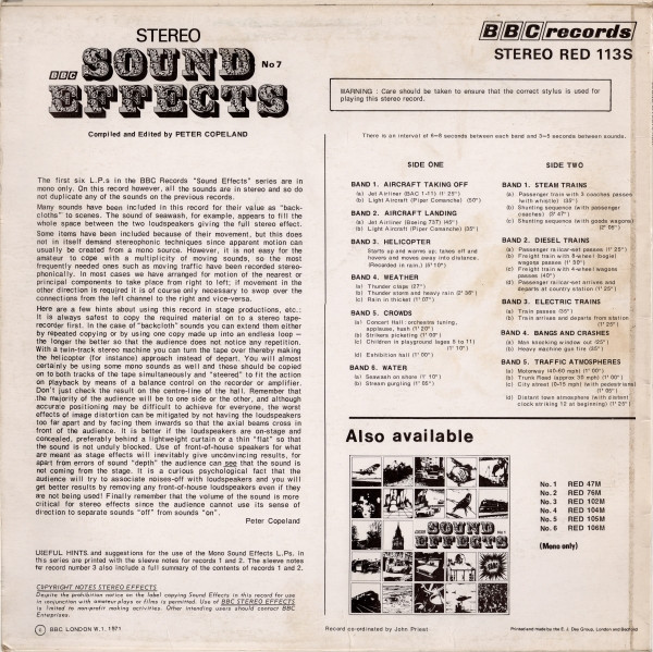 No Artist - Stereo Sound Effects No. 7 | BBC Records (RED 113S) - 2 No Artist - Stereo Sound Effects No. 7 | BBC Records (RED 113S) - 2