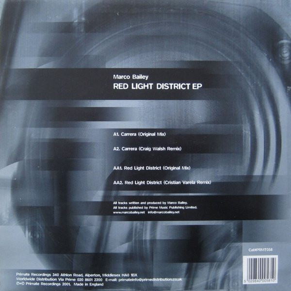Marco Bailey - Red Light District EP | Primate Recordings (PRMT 058) - 2 Marco Bailey - Red Light District EP | Primate Recordings (PRMT 058) - 2