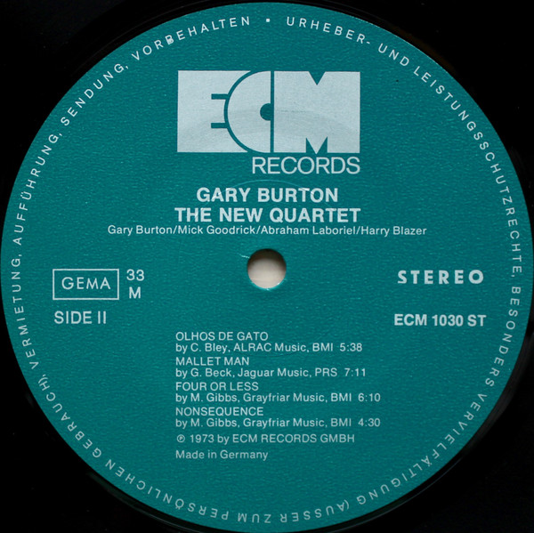 Gary Burton - The New Quartet | ECM Records (ECM 1030 ST) - 4