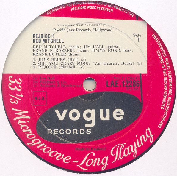 Red Mitchell - Rejoice! | Vogue Records (LAE 12286) - 2