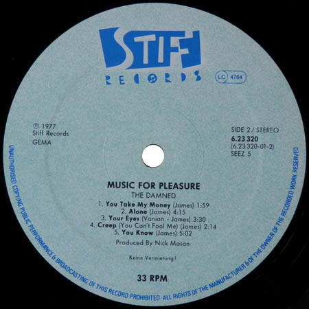 The Damned - Music For Pleasure | Stiff Records (6.23320 BL) - 4
