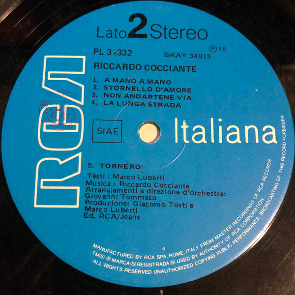 Riccardo Cocciante - Riccardo Cocciante | RCA (PL 31332) - 4