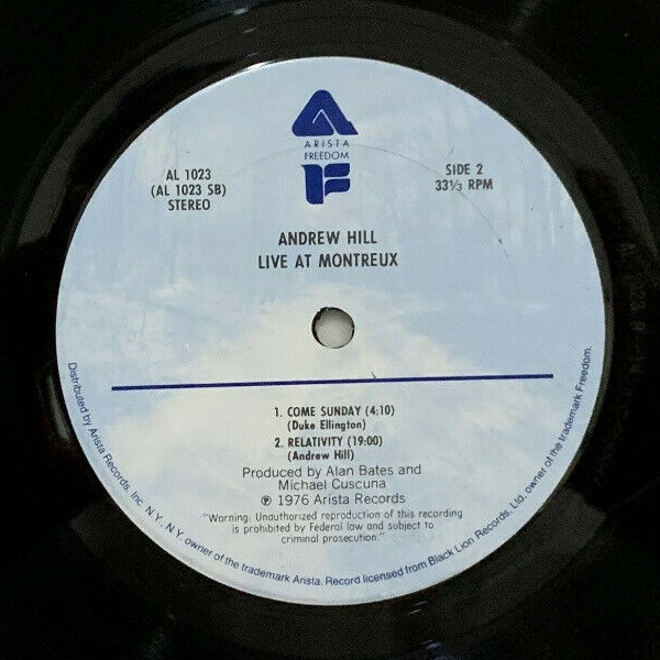 Andrew Hill - Live At Montreux | Arista (AL 1023) - 4