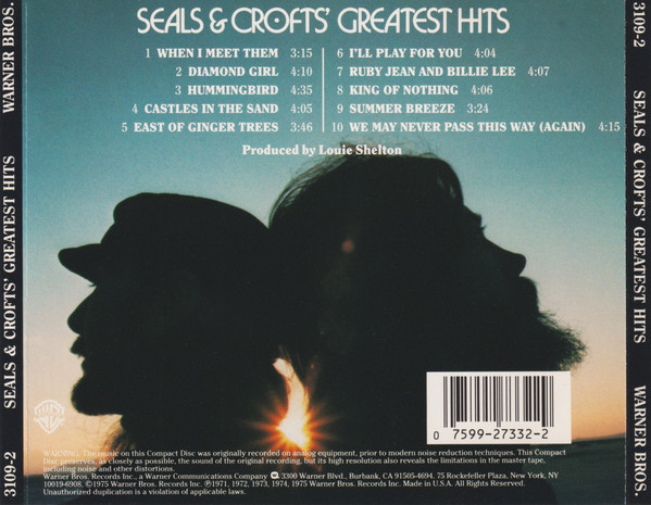Seals & Crofts - Seals & Crofts' Greatest Hits | Warner Bros. Records (3109-2) - 2
