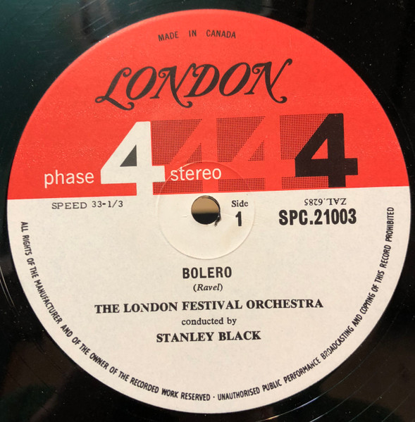 Maurice Ravel / Alexander Borodin - London Festival Orchestra Conducted By Stanley Black - Bolero / Polovtsian Dances [Vinyl] | London Records (SPC 21003) - 4