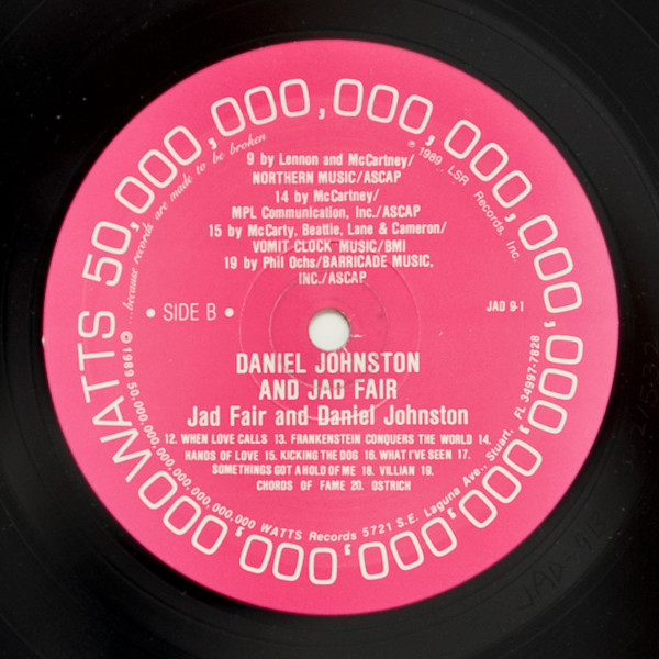 Daniel Johnston And Jad Fair - Jad Fair And Daniel Johnston | 50,000,000,000,000,000,000,000,000,000,000 Watts Records (JAD9-1) - 4