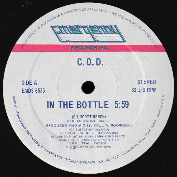 C.O.D. - In The Bottle | Emergency Records (EMDS 6535)