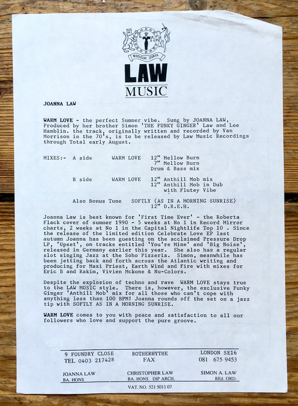 Joanna Law - Warm Love 92 | Law Music Recordings (LM-1202) - 2