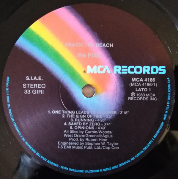 The Fixx - Reach The Beach | MCA Records (MCA 4186) - 2