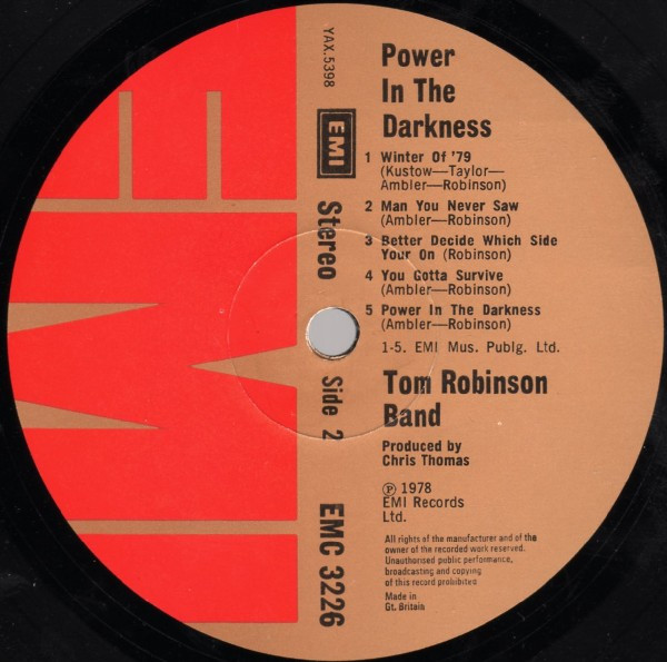 Tom Robinson Band - Power In The Darkness | EMI (EMC 3226) - 4