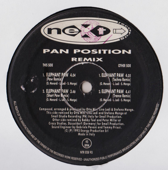 Pan Position - Elephant Paw (Remix) | Next Records (NTR 028 93) Pan Position - Elephant Paw (Remix) | Next Records (NTR 028 93)