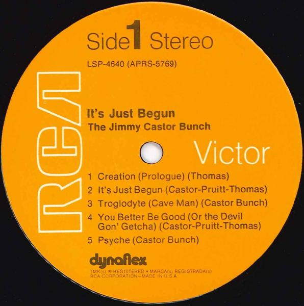 The Jimmy Castor Bunch - It's Just Begun | RCA Victor (LSP-4640) - 3