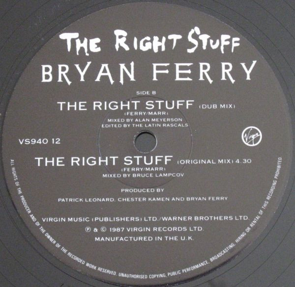 Bryan Ferry - The Right Stuff | Virgin (VS940 12)