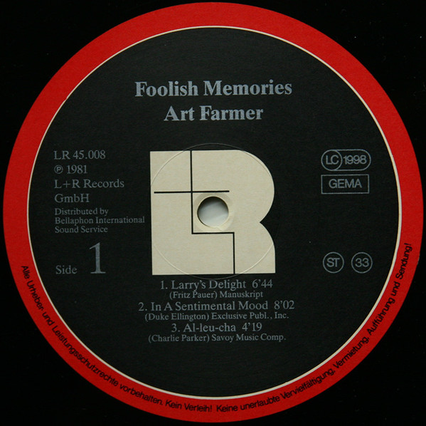 Art Farmer - Foolish Memories | L+R Records (LR 45008) - 3