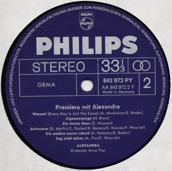 Alexandra - Premiere Mit Alexandra | Philips (843 972 PY) - 2